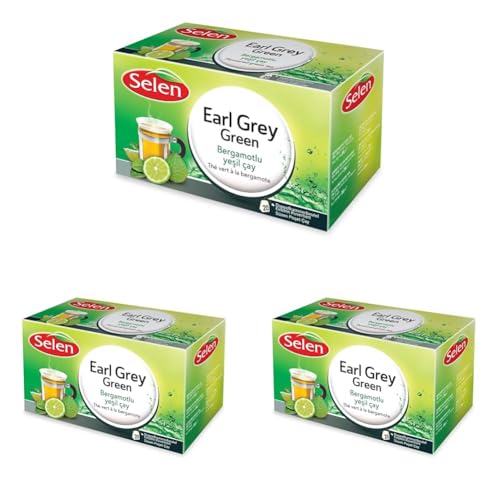 Selen Earl Grey Green Grüner Tee Aromatisiert 20 Teebeutel (Packung mit 3) von Selen