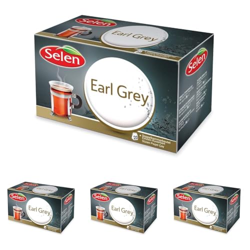 Selen Earl Grey Schwarztee 20 Teebeutel (Packung mit 4) von Selen