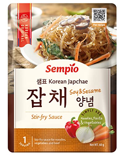 Sempio Japchae Sauce (60g) - Authentische koreanische Küche zu Hause. Süßer & herzhafter Geschmack für gebratene Nudeln von Sempio