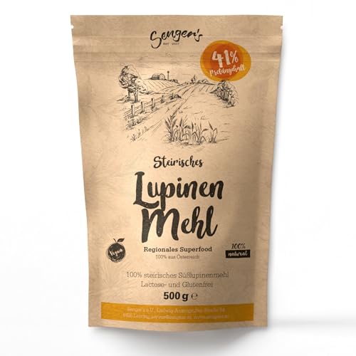 Senger's Lupinenmehl 5 x 500g - Süßlupinenmehl aus der Steiermark - Mehl aus Lupinensamen - 41% Eiweiß, ballaststoffreich - Lactose- & Glutenfrei - Mehlersatz Backen, vegan von Senger's