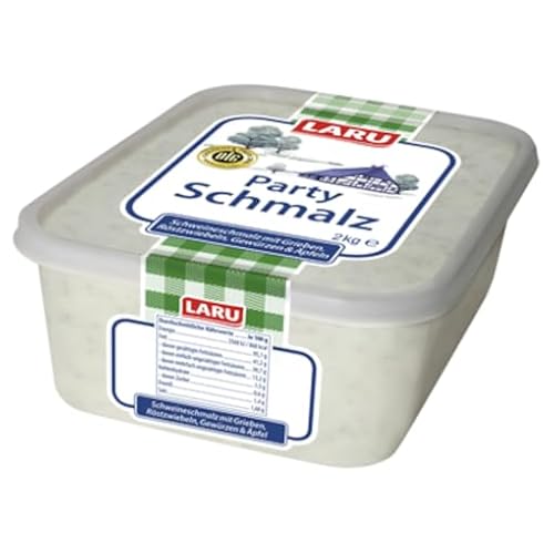 Laru Partyschmalz Schweineschmalz mit Grieben, Röstzwiebeln, Gewürzen & Äpfeln 2 kg Schale von Senner-Alpkäse-Classic-Box