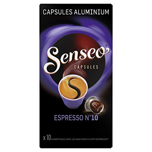 Senseo Espressokapseln Nr. 10, 10 Kapseln aus Aluminium, kompatibel mit Nespresso-Maschinen, 52 g von Senseo