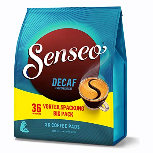 Senseo Kaffeepads Entkoffeiniert/Decaf, Reiches Aroma, Intensiv & Ausgewogen, Kaffee für Kaffepadmaschinen, 36 Pads von Senseo