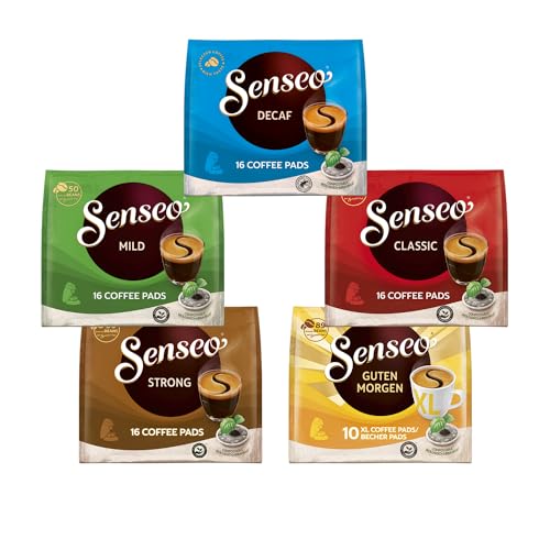 Senseo Pads,Probierbox mit 5 Sorten, 74 Kaffeepads UTZ-zertifiziert, 5er Vielfaltspaket von Senseo