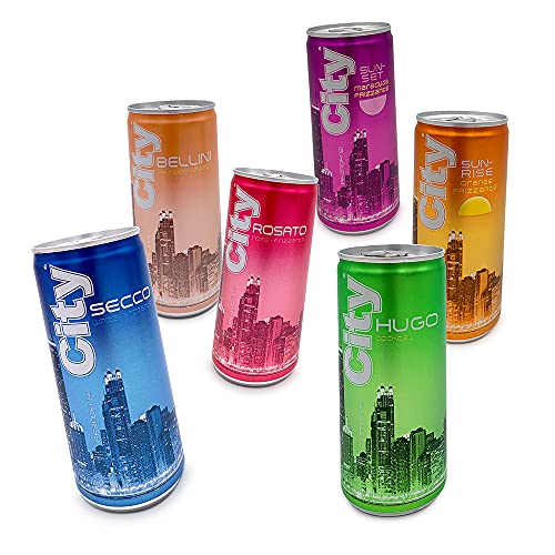 City Probierbox Mix je 2xRosato, Hugo, Secco, Bellini, Sunrise Orange, Sunset Maracuja (12 x 200ml) von Senvianda