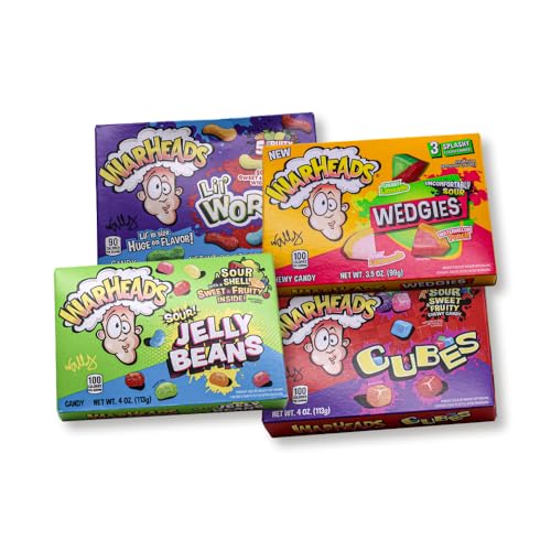 warheads saure Bonbons, 4er Mix, Lil Worms, Wedgies, Cubes, Jelly Beans von Senvianda