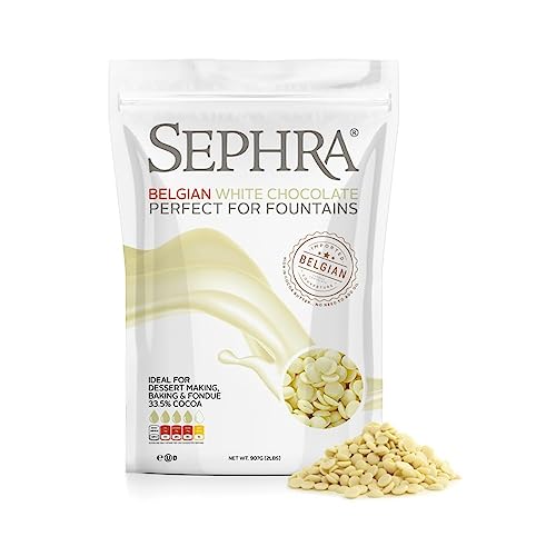 Sephra Belgische Couverture Schokoladen-Callets/Tropfen/Chips (weiß, 2,5 kg) für Brunnen, Schmelzen, Backen, Fondue, Schokoladenherstellung, Gebäck und Desserts – glutenfrei und halal von Sephra