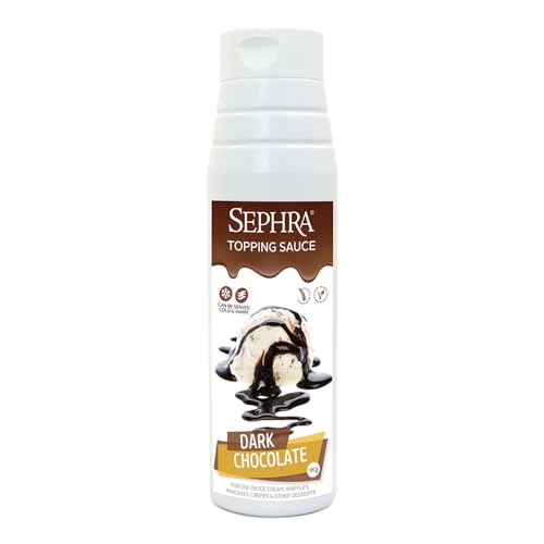 Sephra Dessert Topping Sauce 1 kg – praktische Quetschflasche – Sirup für Eis, Waffeln, Pfannkuchen, Crepes, Milchshakes, Smoothies, Frappes, oder Dipping (dunkle Schokolade) von Sephra