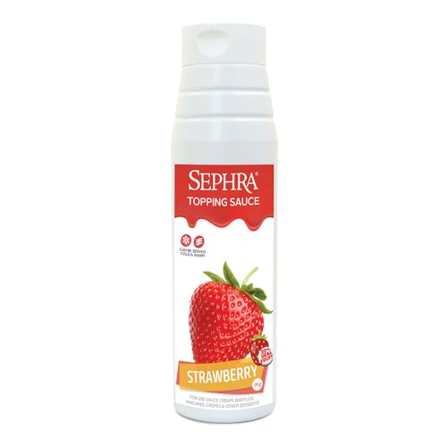 Sephra Erdbeere Dessert Topping Sauce 1kg - Praktische Quetschflasche - Sirup für Eis, Waffeln, Pfannkuchen, Crepes, Milchshakes, Smoothies, Sorbets, Frappes, Kuchen oder Dipping (Erdbeere) von Sephra