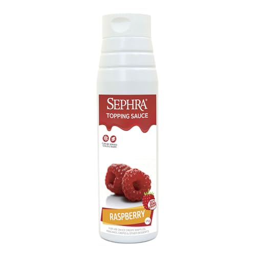 Sephra Himbeer-Dessert-Sauce, 1 kg, praktische Quetschflasche, Sirup für Eis, Waffeln, Pfannkuchen, Crêpes, Milchshakes, Smoothies, Sorbets, Frappes, Kuchen oder Dipping (Himbeere) von Sephra