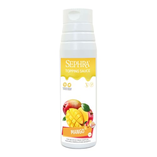 Sephra Mango Dessert Topping Sauce 1kg - Praktische Quetschflasche - Sirup für Eis, Waffeln, Pfannkuchen, Crepes, Milchshakes, Smoothies, Sorbets, Frappes, Kuchen oder Dipping (Mango) von Sephra