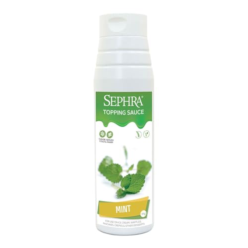 Sephra Minze Dessert Topping Sauce 1kg - Praktische Quetschflasche - Sirup für Eis, Waffeln, Pfannkuchen, Crêpes, Milchshakes, Smoothies, Sorbets, Frappes, Kuchen oder Dipping (Minze) von Sephra