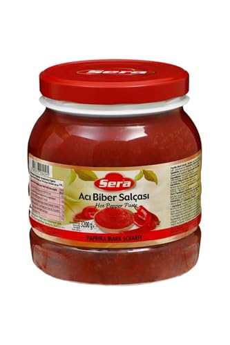 Sera Hot Pepper Paste 3200 gr - Paprikamark Scharf - Natürliches Geschmackserlebnis: Reine Chilipaste! - Dogal Acı Biber Salcasi - Nachhaltig Chili Paprika Paste von Sera