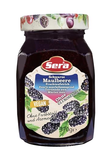 Sera Konfitüre Fruchtaufstriche | Extra-Frucht Alles Organisch | Gluten Frei | Für Vegetarier und Veganer geeignet | 45% Frucht Magic Garden Fruit (370 Gr, Schwarze Maulbeere- Konfitüre) von Sera