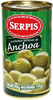 Serpis Grüne Oliven gefüllt mit Anchovies. 350 g von Serpis