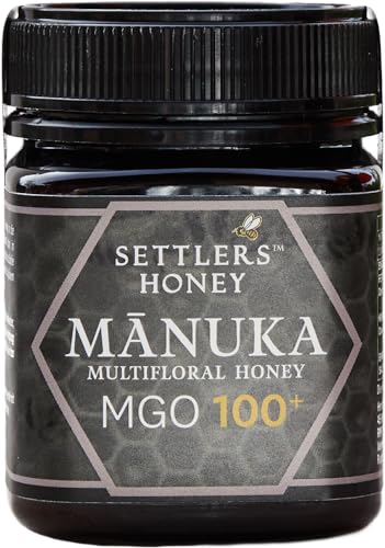 Settlers Manuka Honig MGO 100+ - produziert und abgefüllt in Neuseeland - 250g - zertifiziert und 100% purer Manuka Honig von Settlers