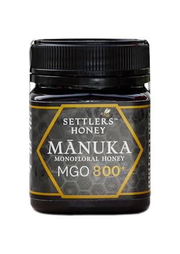 Settlers Manuka Honig MGO 800+ - produziert und abgefüllt in Neuseeland - 250g - zertifiziert und 100% purer Manuka Honig von Settlers