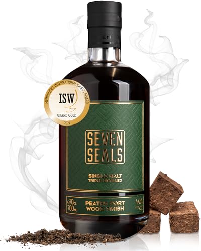 Seven Seals - PEATED PORT WOOD FINISH | 0,7 l Premium Single Malt aus der Classic Line | Barley Spirit | Note: Torf Rauchig | Internationaler ISW Gewinner 2021 | Ein Geschenk für echte Liebhaber von Seven Seals