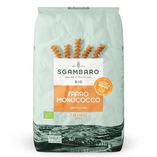 Sgambaro Bio Pasta Fusilli N.93-500 g Pasta aus Einkorn-Dinkelmehl – Reich an Antioxidantien, Vitaminen und Mineralstoffen – Niedriger Glutengehalt von Sgambaro