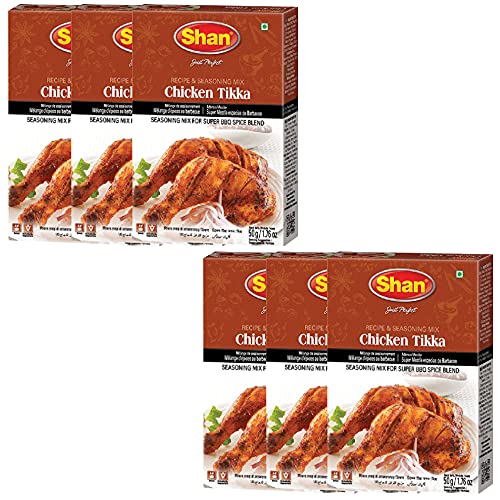 Shan Chicken Tikka Rezept- und Gewürzmischung, 6 x 50 g von Shan