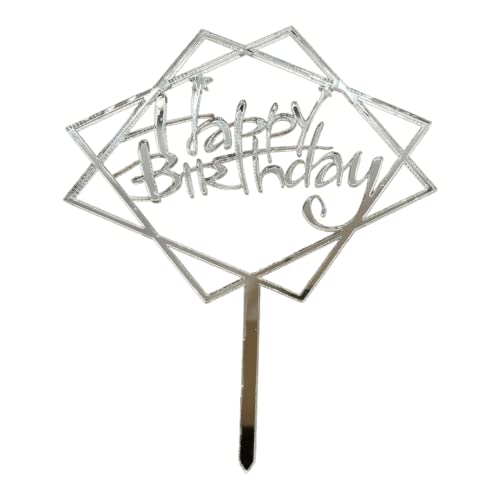 Cake Topper S - Happy Birthday 1 - SILVER - Acryl - Shantys von Shantys Patisserie & Dessert