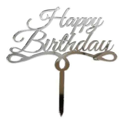 Cake Topper S - Happy Birthday 2 - SILVER - Acryl - Shantys von Shantys Patisserie & Dessert