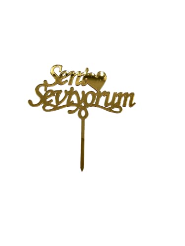 Cake Topper S - Seni Seviyorum - GOLD - Acryl - Shantys von Shantys Patisserie & Dessert