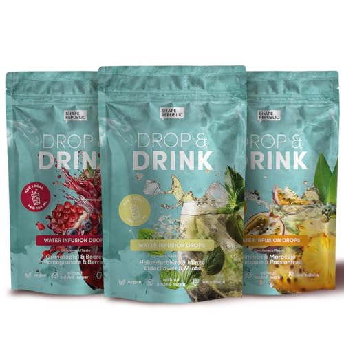 SHAPE REPUBLIC - 60 Wasser Drops - 3 fruchtige Geschmacksrichtungen - Zuckerfreie & Kalorienfreie Getränkewürfel - Geschmack für Wasser - Ideal für Trinkflaschen - Probierpaket von Shape Republic