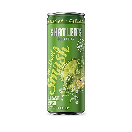 Shatler's Cocktails | Gin Basil Smash | Hochwertiger Gin, würziges Basilikum und frische Zitrone | 12 x 250ML | 10,1% von Shatler's