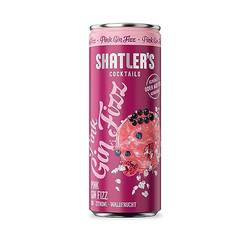 Shatler's Cocktails | Pink Gin Fizz | Fruchtig-spritzig | Gin, Zitrone und Waldfrucht | 12 x 250ML | 10,1% von Shatler's