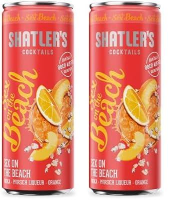 Shatler's Cocktails | Sex on the Beach | Bringt den Flair des Spring Breaks zu uns | Vodka, Pfirsich Liqueur und Orange | 12 x 250ML | 10,1% (Packung mit 2) von Shatler's