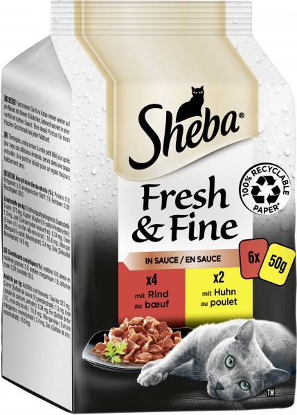Sheba Fresh & Fine in Sauce mit Rind und mit Huhn von Sheba