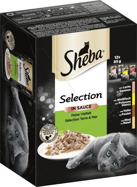 Sheba Selection in Sauce Feine Vielfalt Lachs-Weißfisch-Huhn-Rind von Sheba