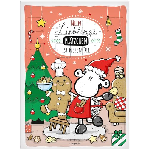 Sheepworld Adventskalender Motiv „Lieblingsplätzchen“ | 26 cm x 35 cm, Schoko-Adventskalender, 75 g | Adventskalender Schokolade, Adventskalender Liebe, Adventskalender lustig | 51131 von Sheepworld