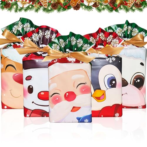 50 Stücke Geschenkbeutel Weihnachten,Geschenkverpackung Taschen,Süßigkeiten Tüten,Kekstüten,Geschenktüten,Geschenkverpackung Weihnachten von Shengruili