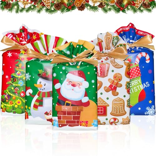 50 Stücke Geschenkbeutel Weihnachten,Geschenkverpackung Taschen,Süßigkeiten Tüten,Kekstüten,Geschenktüten,Geschenkverpackung Weihnachten von Shengruili