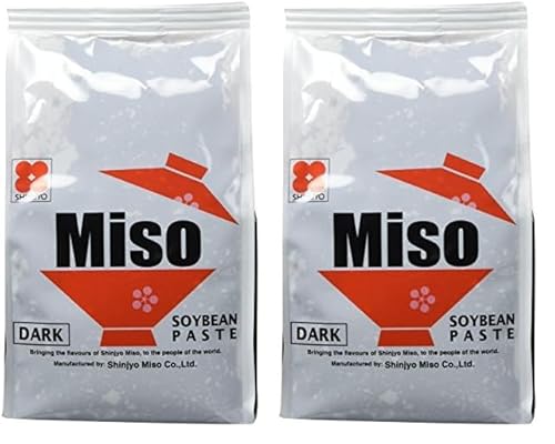 Shinjyo Miso – dunkle Miso-Suppenpaste aus Japan – Ideal zum Kochen von Misosuppe oder zum Würzen von Marinaden und Glasuren für Fleischgerichte – 1 x 500 g (Packung mit 2) von Shinjyo Miso