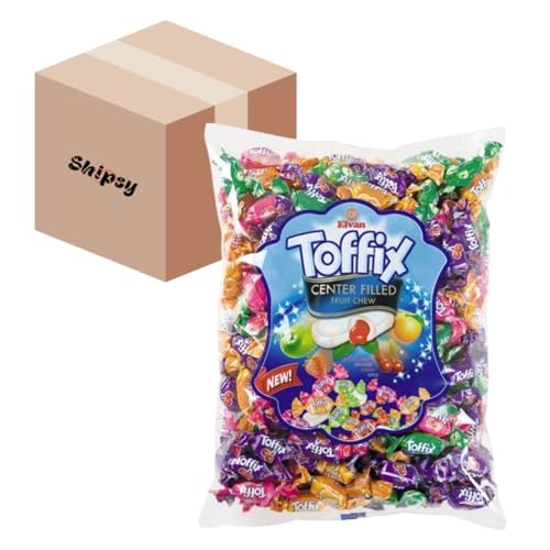 Elevan Toffix Fruchtbonbons gefüllt mit 100% Fruchtsaft 1kg Shipsy Box von Shipsy