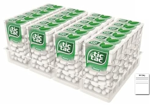 Tic Tac Mint Dragees 24 Stück – Erfrischende Minzbonbons für frischen Atem – Kleine Taschen-Dragees + Shipsy block von Shipsy