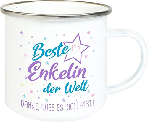 ShirtInStyle, Geschenkset, Emaille Tasse beste Enkelin der Welt, danke das es dich gibt! Farbe weiß von ShirtInStyle