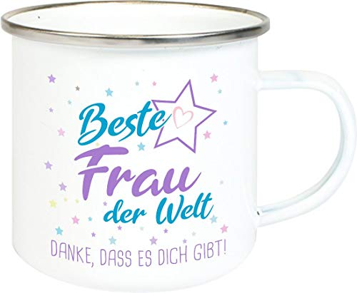 ShirtInStyle, Geschenkset, Emaille Tasse beste Frau der Welt, danke das es dich gibt! Farbe weiß von ShirtInStyle