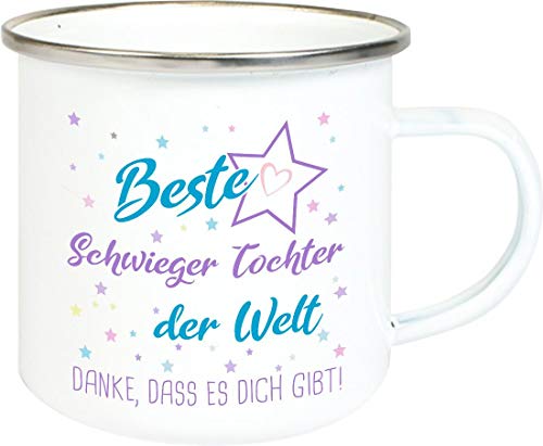 ShirtInStyle, Geschenkset, Emaille Tasse beste Schwieger Tochter der Welt, danke das es dich gibt! Farbe weiß von ShirtInStyle