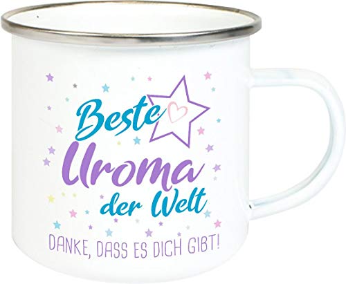 ShirtInStyle, Geschenkset, Emaille Tasse beste Uroma der Welt, danke das es dich gibt! Farbe weiß von ShirtInStyle