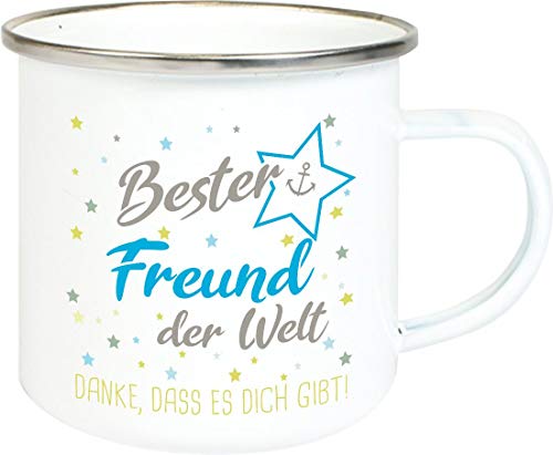 ShirtInStyle, Geschenkset, Emaille Tasse bester Freund der Welt, danke das es dich gibt! Farbe weiß von ShirtInStyle