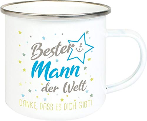 ShirtInStyle, Geschenkset, Emaille Tasse bester Mann der Welt, danke das es dich gibt! Farbe weiß von ShirtInStyle