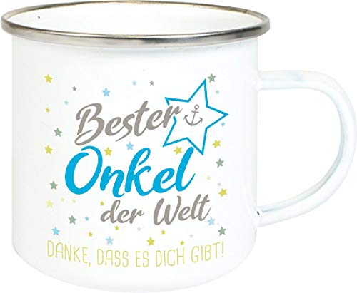 ShirtInStyle, Geschenkset, Emaille Tasse bester Onkel der Welt, danke das es dich gibt! Farbe weiß von ShirtInStyle