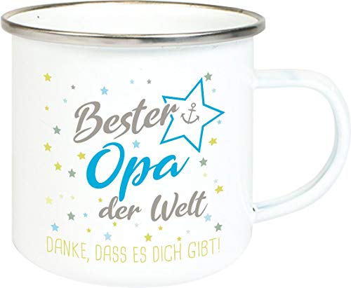 ShirtInStyle, Geschenkset, Emaille Tasse bester Opa der Welt, danke das es dich gibt! Farbe weiß von ShirtInStyle