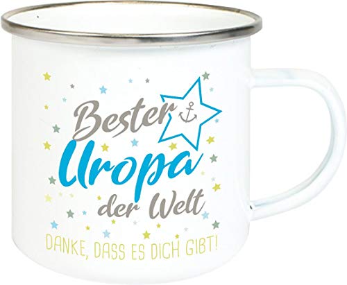 ShirtInStyle, Geschenkset, Emaille Tasse bester Uropa der Welt, danke das es dich gibt! Farbe weiß von ShirtInStyle