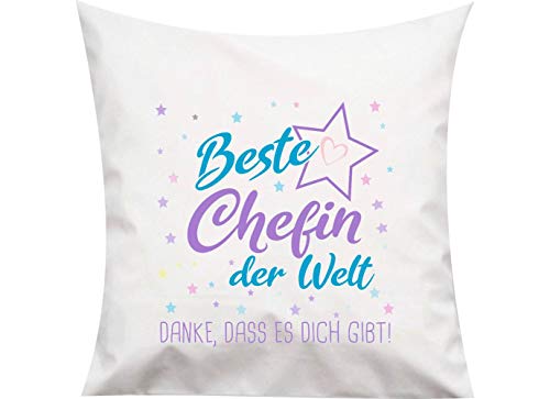 ShirtInStyle, Geschenkset, Kissen beste Chefin der Welt, danke das es dich gibt! Farbe weiß von ShirtInStyle