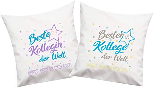 ShirtInStyle, Geschenkset, Kissenset beste Kollegin, bester Kollege der Welt, danke das es dich gibt! Farbe weiß von ShirtInStyle